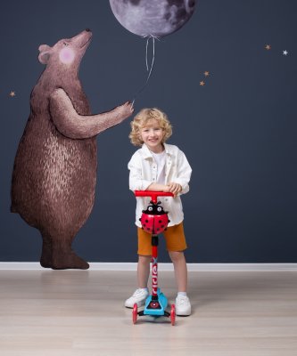 БЕЗ УПАКОВКИ Самокат 3-колесный Loop, 120/70 мм, голубой/красный