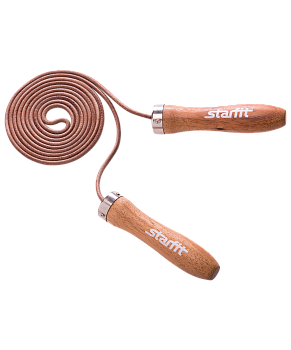 Скакалка RP-201 кожаная, с деревянной ручкой, 3 м